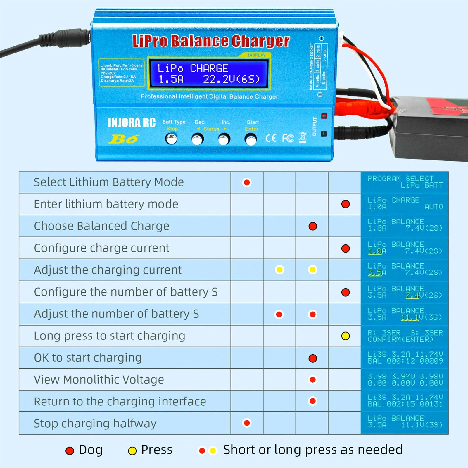 INJORA B6 RC Charger: Power Up Your LiPo, NiMH & Pb Batteries Now!